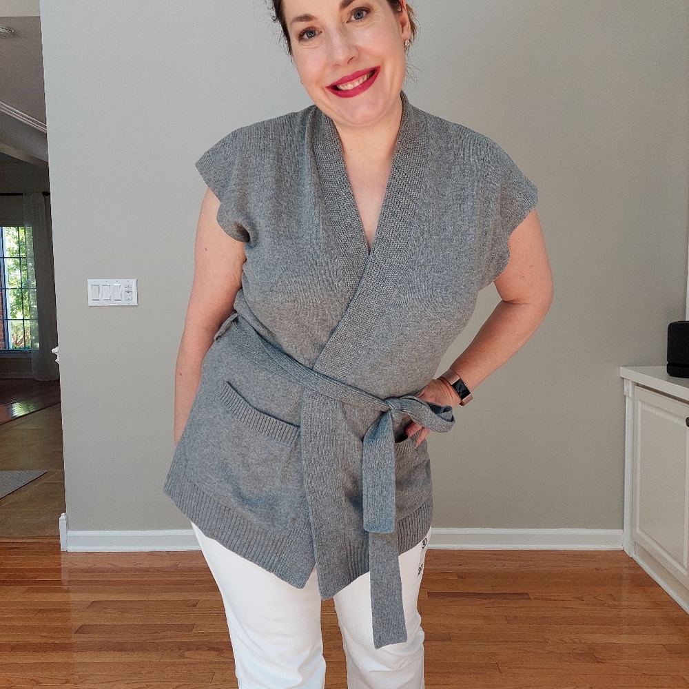 Banana Republic Soft Gray Cap Sleeve Sweater Vest / Cardigan